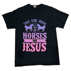 Gildan | This Girl Runs on Horses and Jesus Ombre Graphic Tee